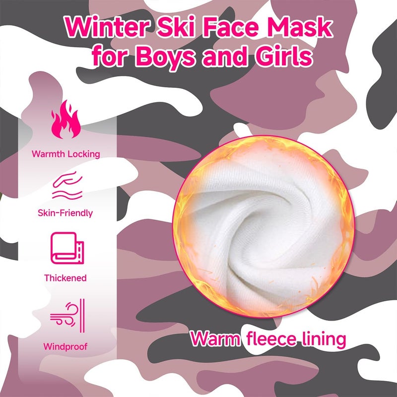 Wandx Winter Kids Balaclava Face Mask Full Fleece Gaiter Ski Mask Neck Warmer for Cold Weather Windproof Face Cover for Boys Girls - Image 2